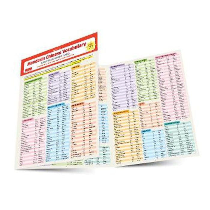 Mandarin Chinese Vocabulary Language Study Card