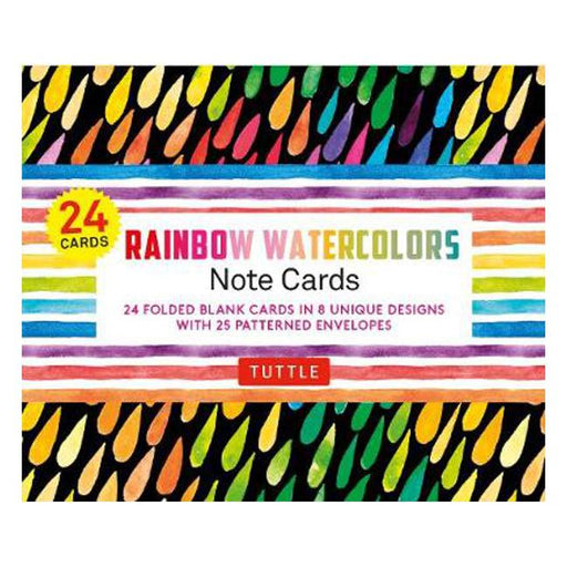Rainbow Watercolors Note Cards - 24 Cards: 24 Blank Cards in 8 Unique Designs with 25 Patterned Envelopes-Marston Moor