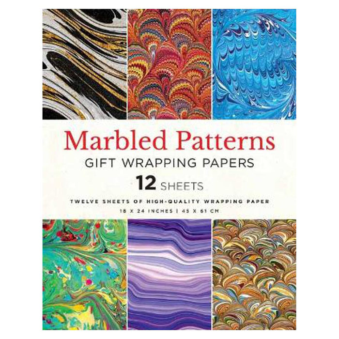 Marbled Patterns Gift Wrapping Paper - 12 Sheets