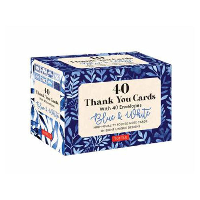 Blue & White 40 Thank You Cards with Envelopes
