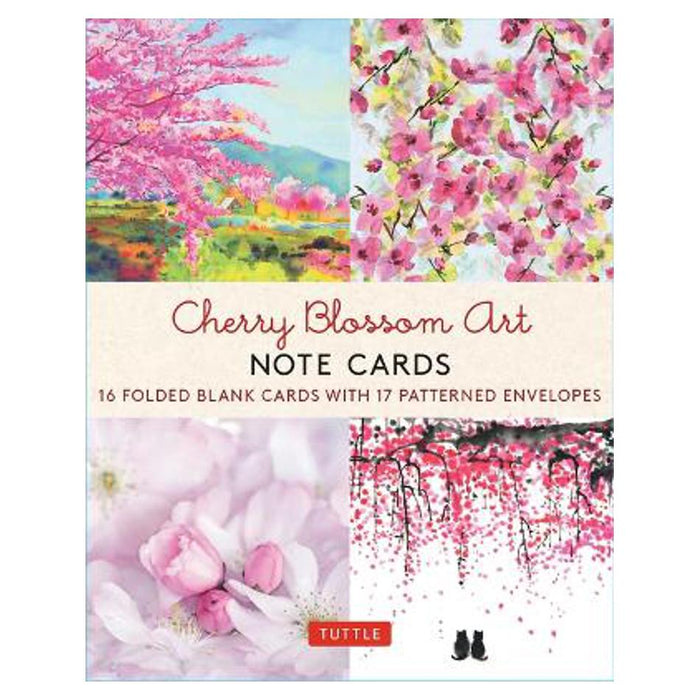 Cherry Blossom Art, 16 Note Cards