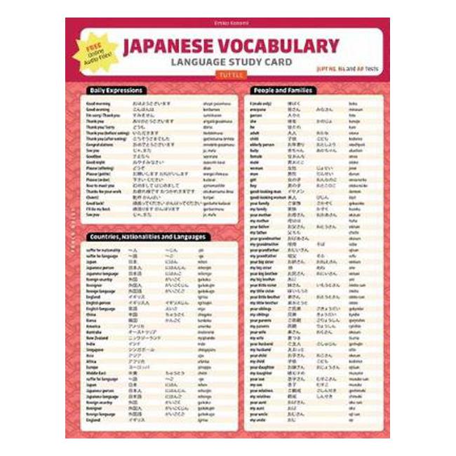 Japanese Vocabulary Language Study Card - Tuttle