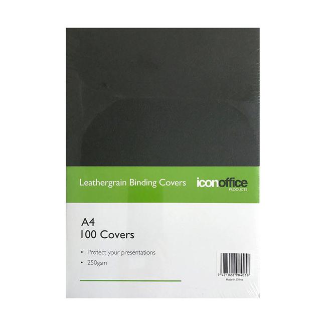 Icon Binding Covers A4 Black 250gsm Pack 100