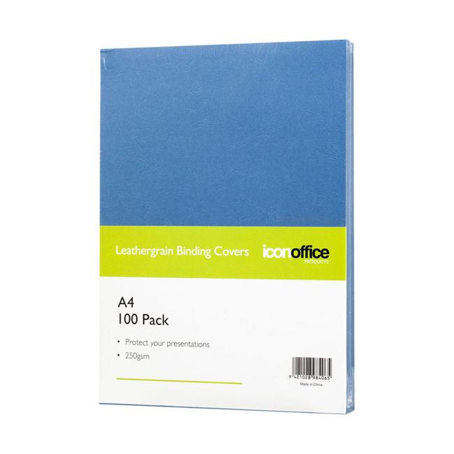 Icon Binding Covers A4 Blue 250gsm Pack 100