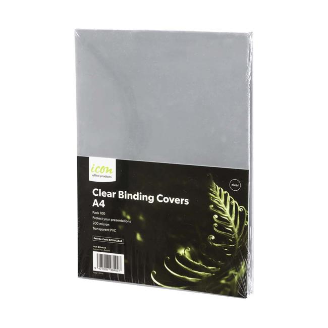 Icon Binding Covers A4 Clear 200mic Pack 100