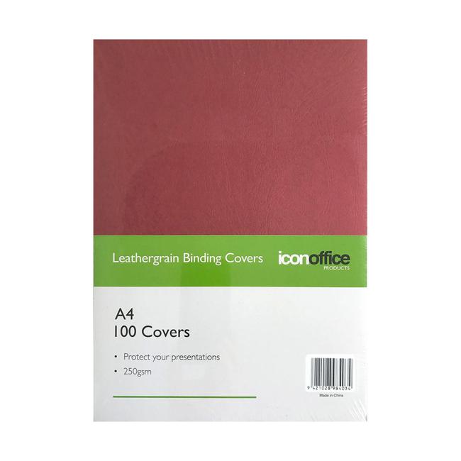 Icon Binding Covers A4 Red 250gsm Pack 100