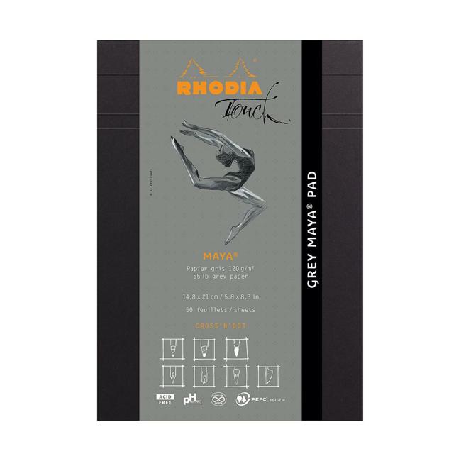 Rhodia Touch Maya Grey Pad A5 Cross n Dot-Marston Moor