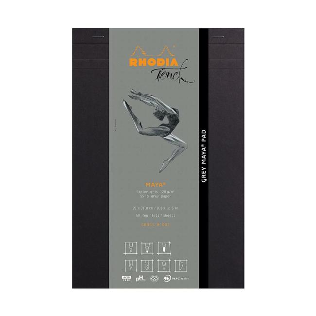 Rhodia Touch Maya Grey Pad A4+ Cross n Dot-Marston Moor