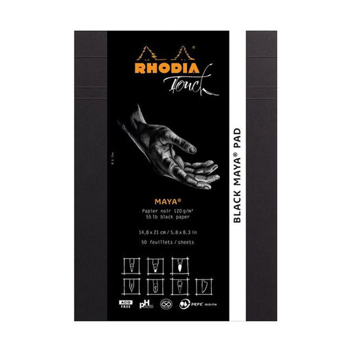 Rhodia Touch Maya Black Pad A5 Blank-Marston Moor