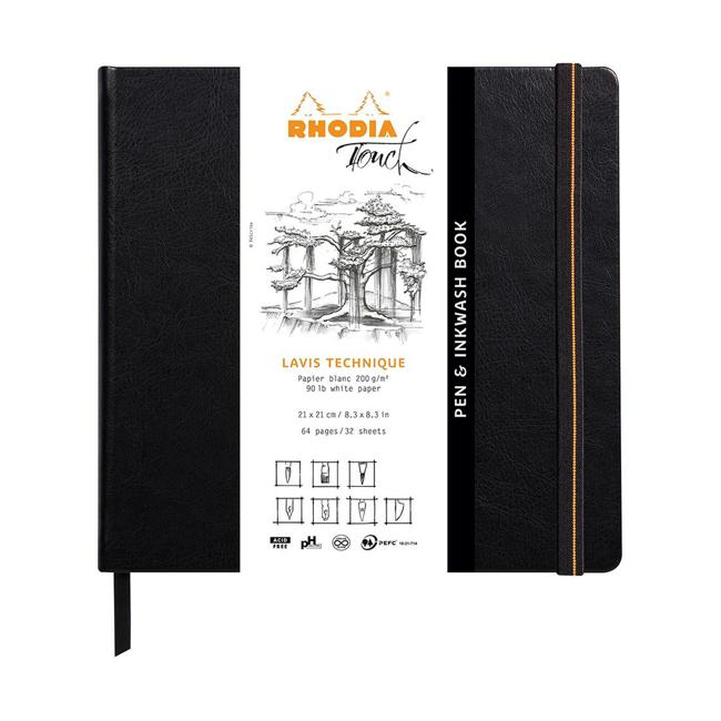 Rhodia Touch Pen and Inkwash Book 210x210mm Blank-Marston Moor