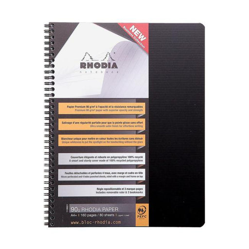 Rhodiactive Notebook Spiral A4+ Lined Black-Marston Moor