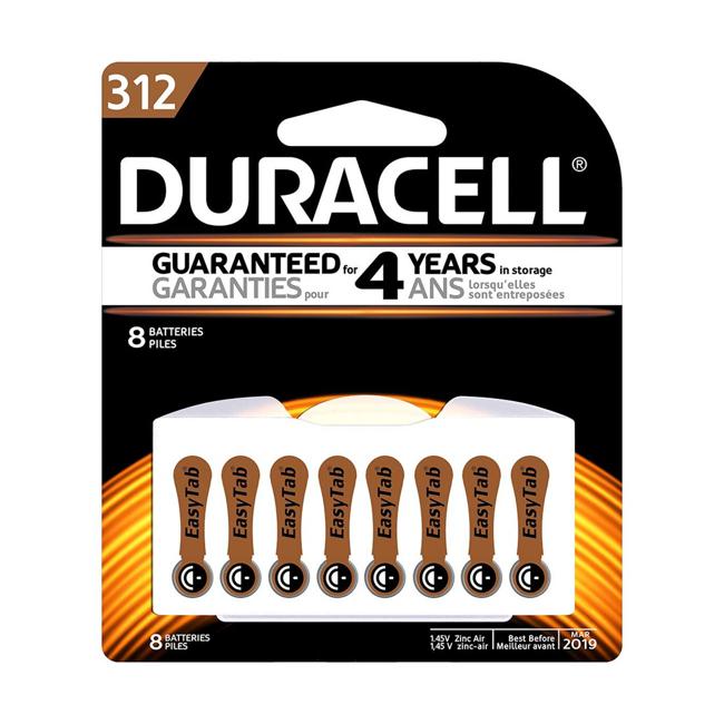 Duracell Hearing Aid 312 Battery Pack of 8