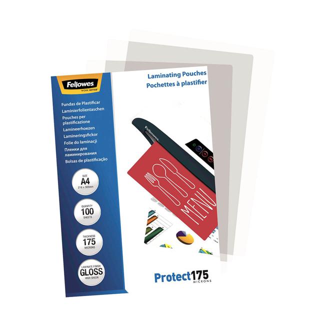 Fellowes Laminating Pouches A4 Gloss 175 Micron Pack 100