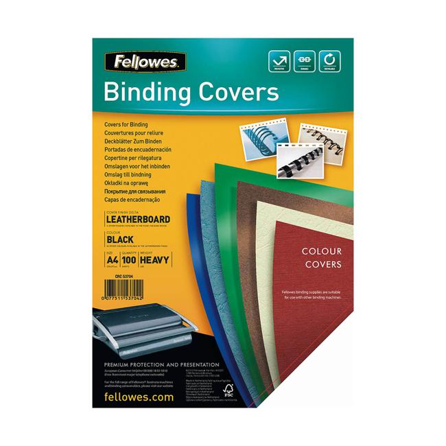 Fellowes Binding Covers A4 250gsm Black Pack 100