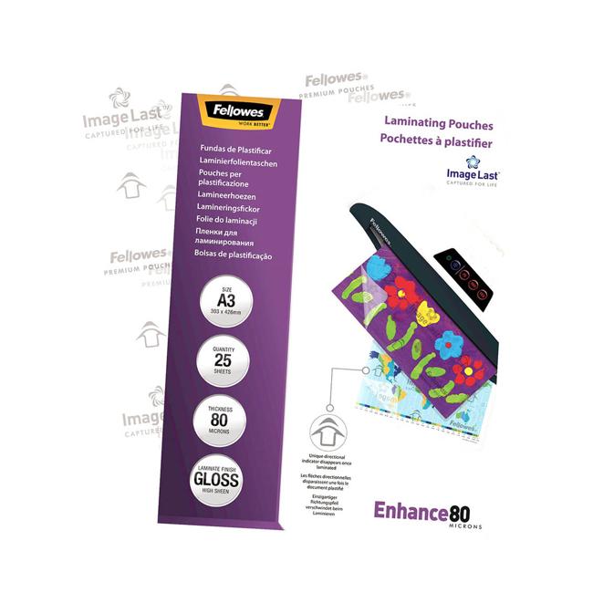 Fellowes Laminating Pouches A3 Gloss 80 Micron Pack of 25