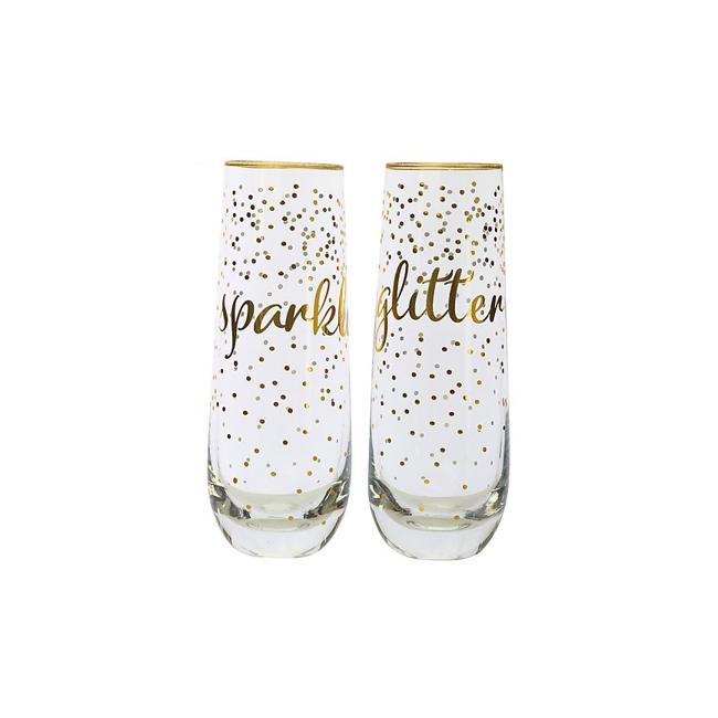 Maxwell & Williams Celebrations Stemless Flute 300ML Set of 2 Sparkles Glitter Gift Boxed FK0075