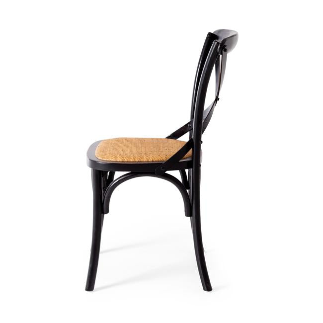 Villa X-Back Chair Aged Black Rattan Seat...-Marston Moor