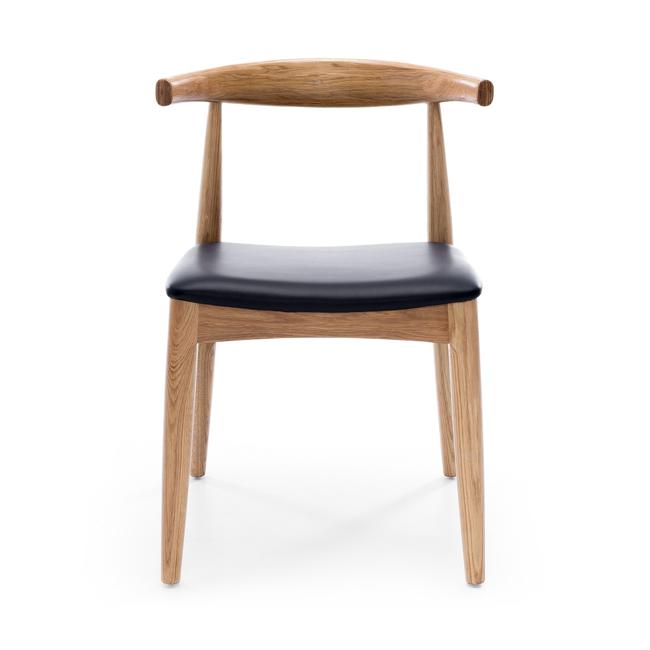 Elbow Chair Natural Oak Black PU Seat...