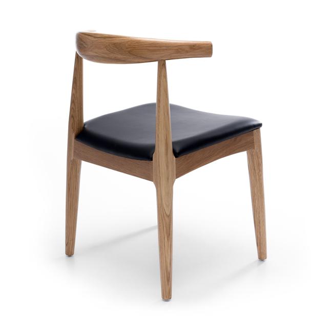 Elbow Chair Natural Oak Black PU Seat...