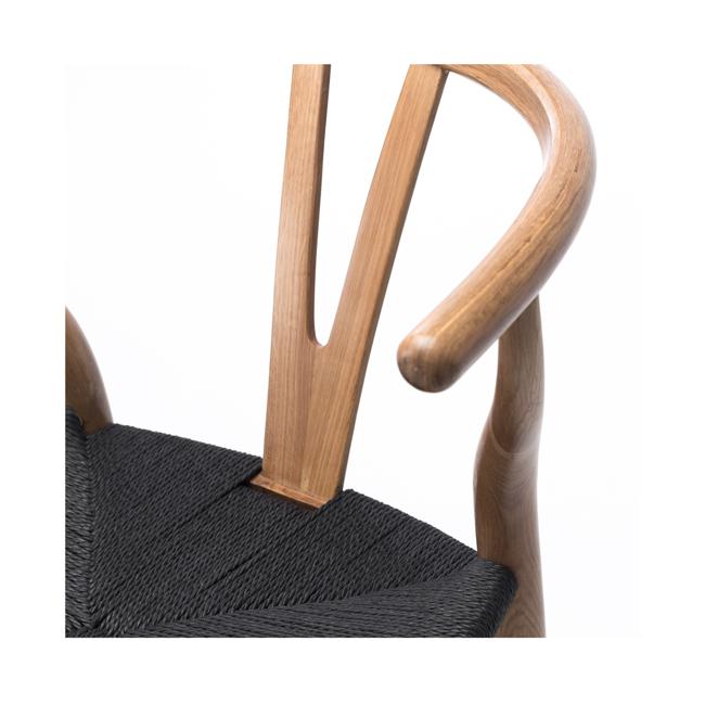 Wishbone Chair Natural Oak Black Rope Seat...-Marston Moor