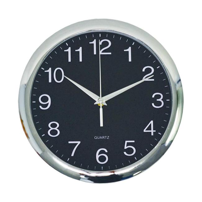 Italplast Wall Clock 30cm Chrome Black