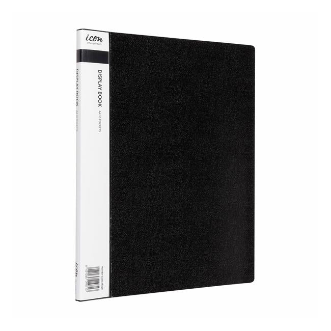 Icon Display Book A4 with Insert Spine 10 Pocket Black