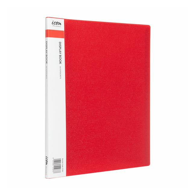 Icon Display Book A4 with Insert Spine 10 Pocket Red