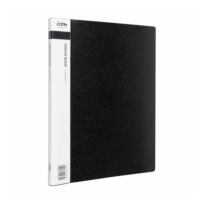 Icon Display Book A4 with Insert Spine 20 Pocket Black