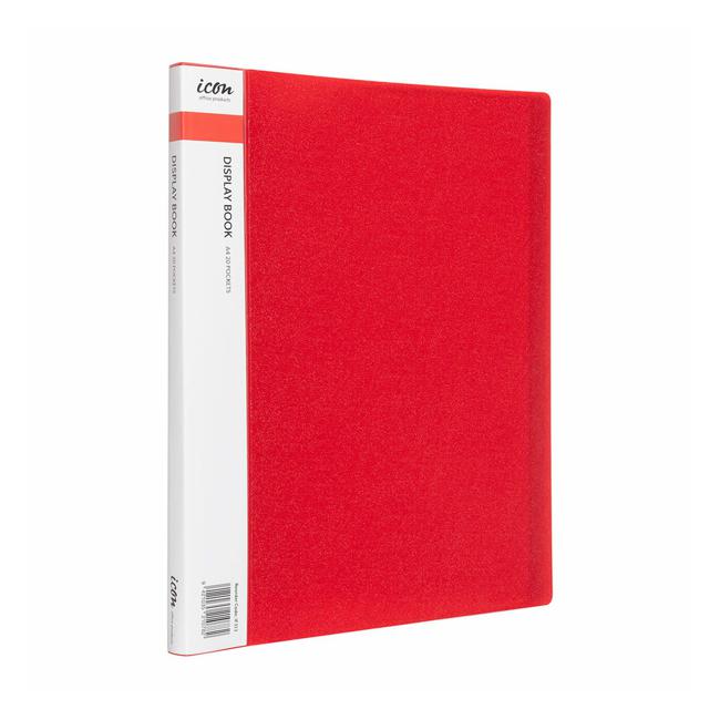 Icon Display Book A4 with Insert Spine 20 Pocket Red