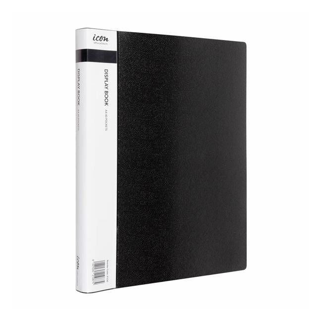 Icon Display Book A4 with Insert Spine 40 Pocket Black