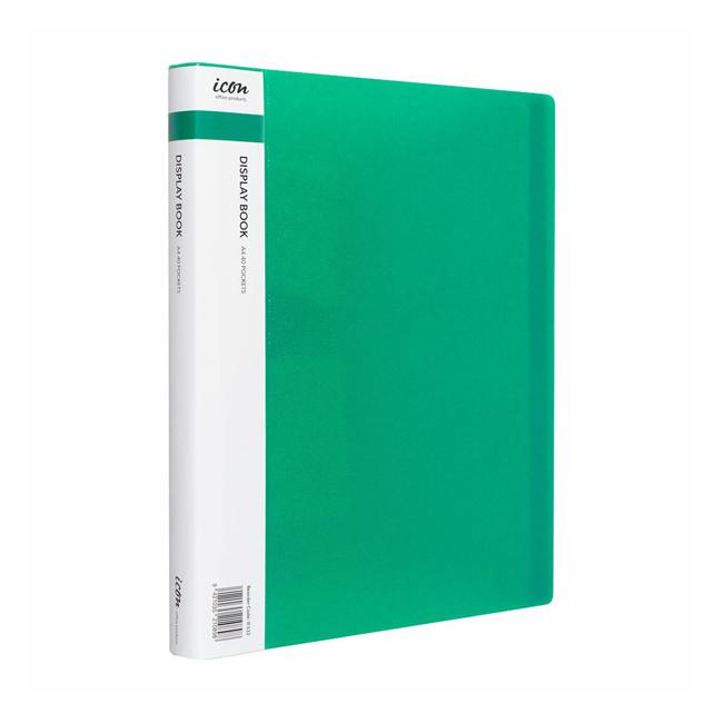 Icon Display Book A4 with Insert Spine 40 Pocket Green