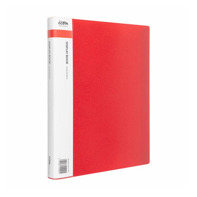 Icon Display Book A4 with Insert Spine 40 Pocket Red