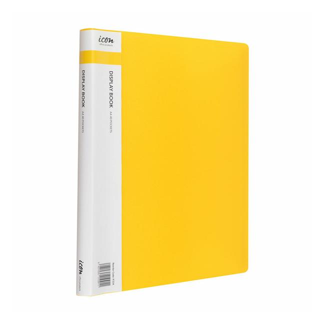 Icon Display Book A4 with Insert Spine 40 Pocket Yellow