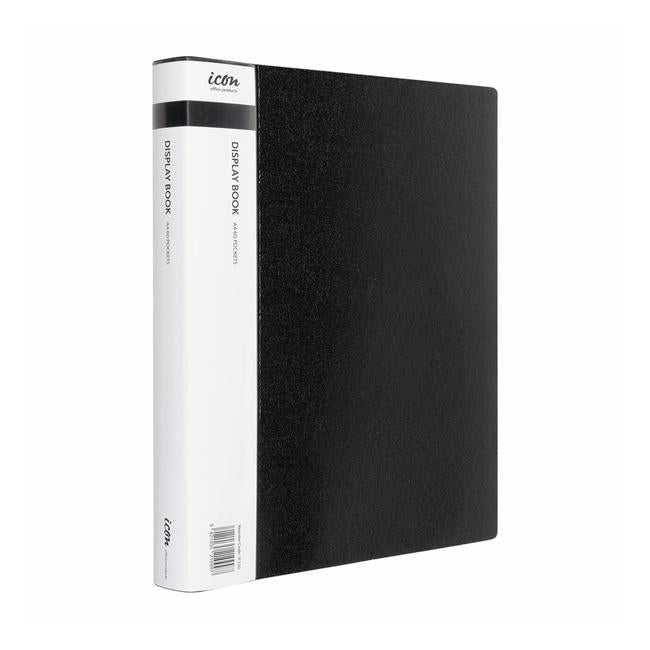 Icon Display Book A4 with Insert Spine 60 Pocket Black