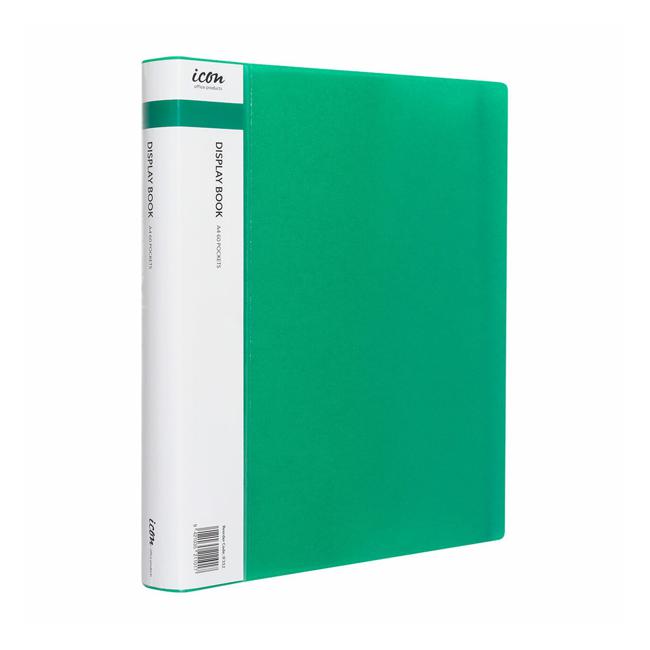 Icon Display Book A4 with Insert Spine 60 Pocket Green
