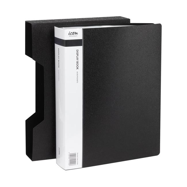 Icon Display Book A4 with Insert Spine 80 Pocket with Case Black