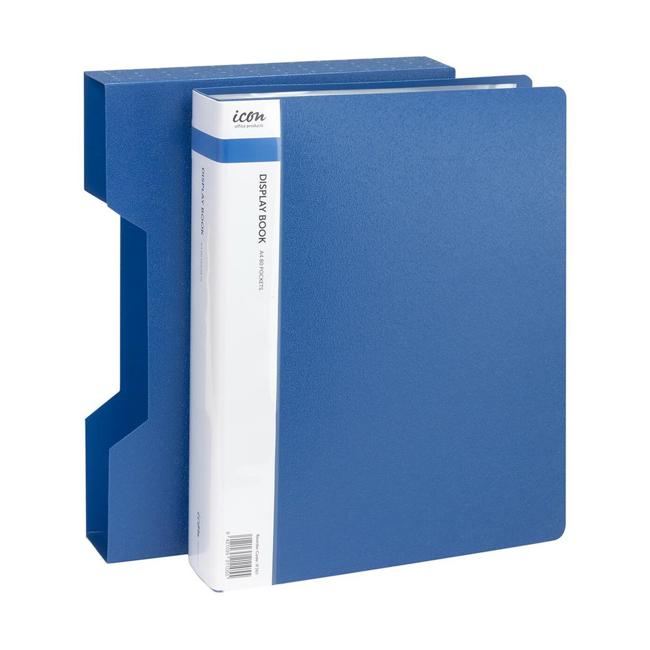 Icon Display Book A4 with Insert Spine 80 Pocket with Case Blue