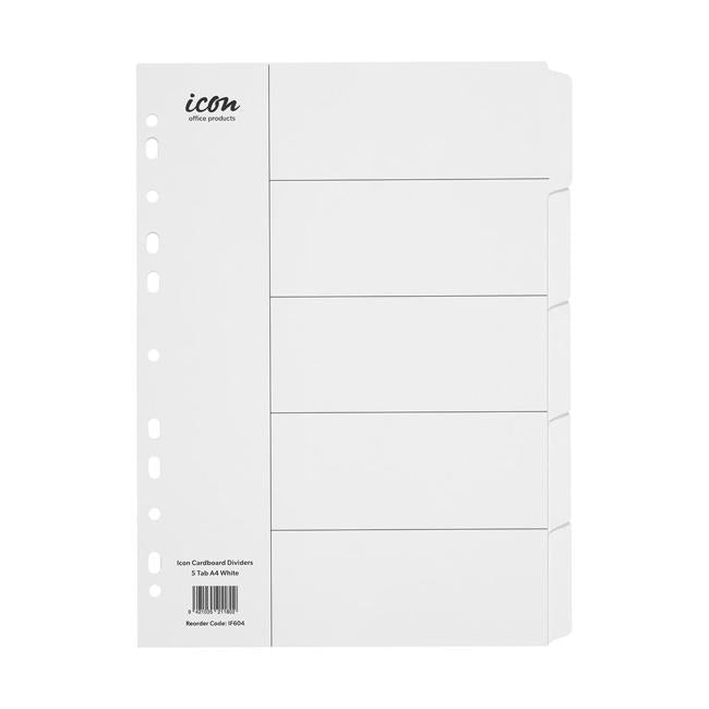 Icon Cardboard Dividers 5 Tab White