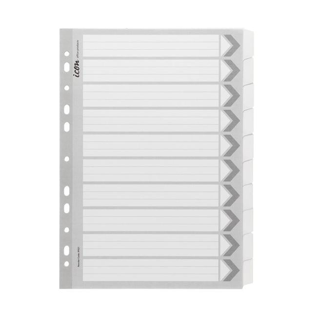 Icon Cardboard Dividers with Reinforced Tabs 10 Tab White