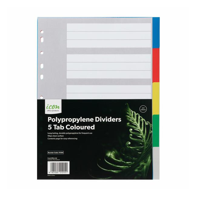 Icon PP Dividers 5 Tab Coloured