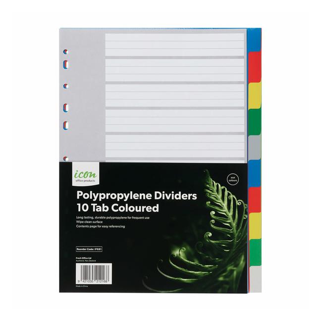 Icon PP Dividers 10 Tab Coloured