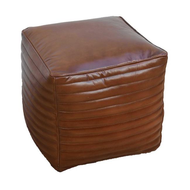 Rembrandt Square Buffalo Leather Pouf KC1200-Marston Moor