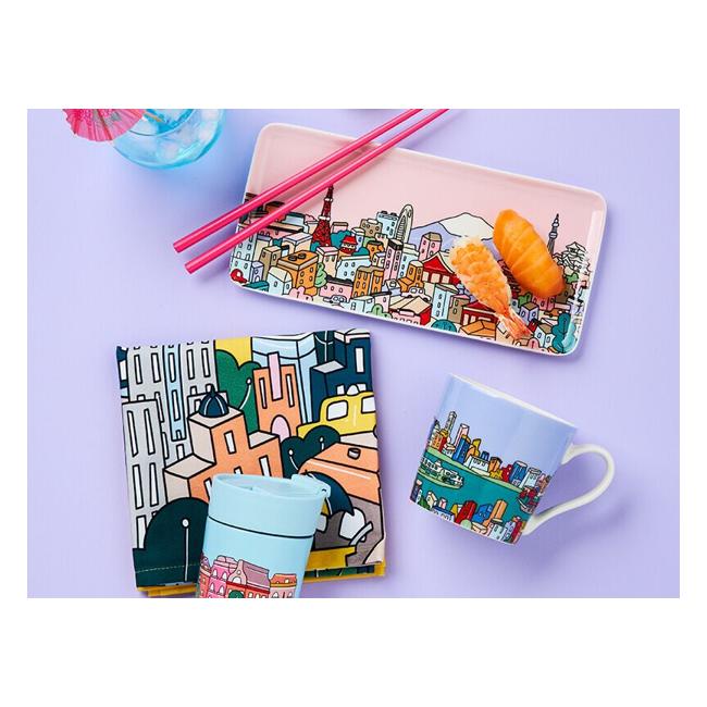 Megan McKean Cities Rectangle Plate 25x12cm Los Angeles Gift Boxed-Marston Moor