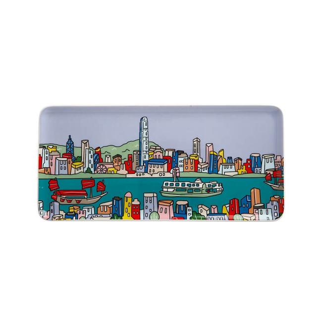 Megan McKean Cities Rectangle Plate 25x12cm Hong Kong Gift Boxed-Marston Moor