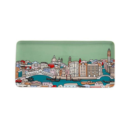 Megan McKean Cities Rectangle Plate 25x12cm Venice Gift Boxed-Marston Moor