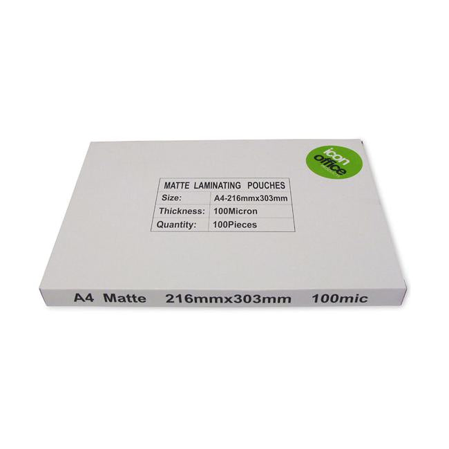 Icon Laminating Pouches A4 Matte 100mic Pack 100