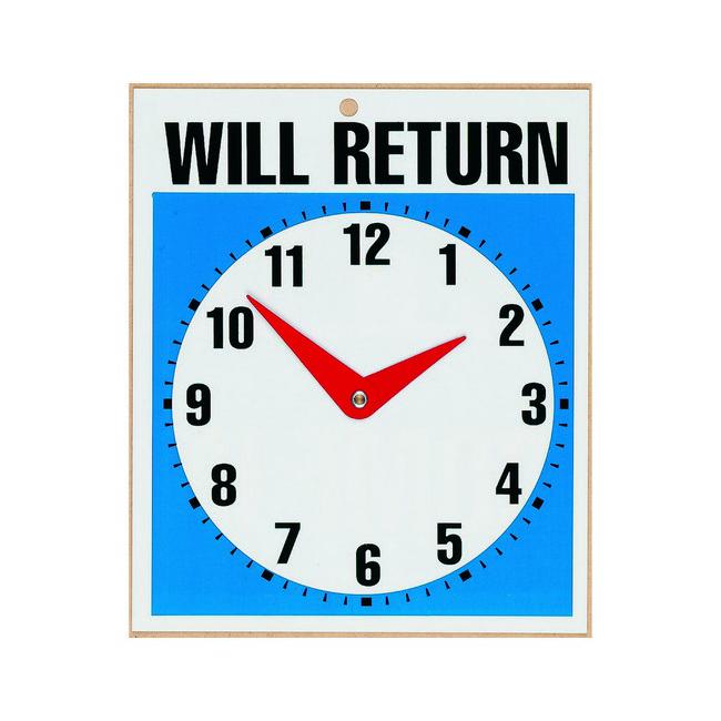 Headline will return clock sign 190x230mm