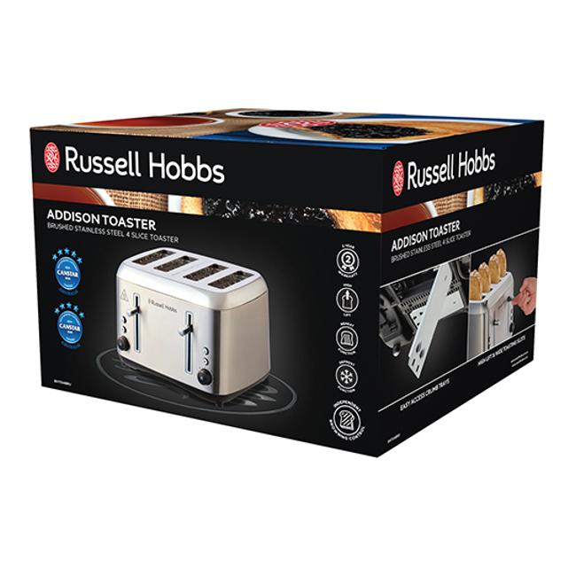 Russell Hobbs Addison 4 Slice Toaster - Brushed Stainless Steel RHT514BRU...