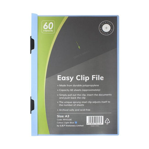 OSC Clip Easy File A3 Light Blue 60 Sheet-Marston Moor