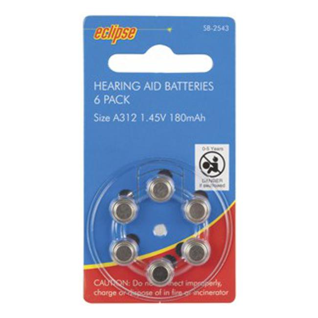 Hearing Aid Batteries A312 180Mah 6 Pack